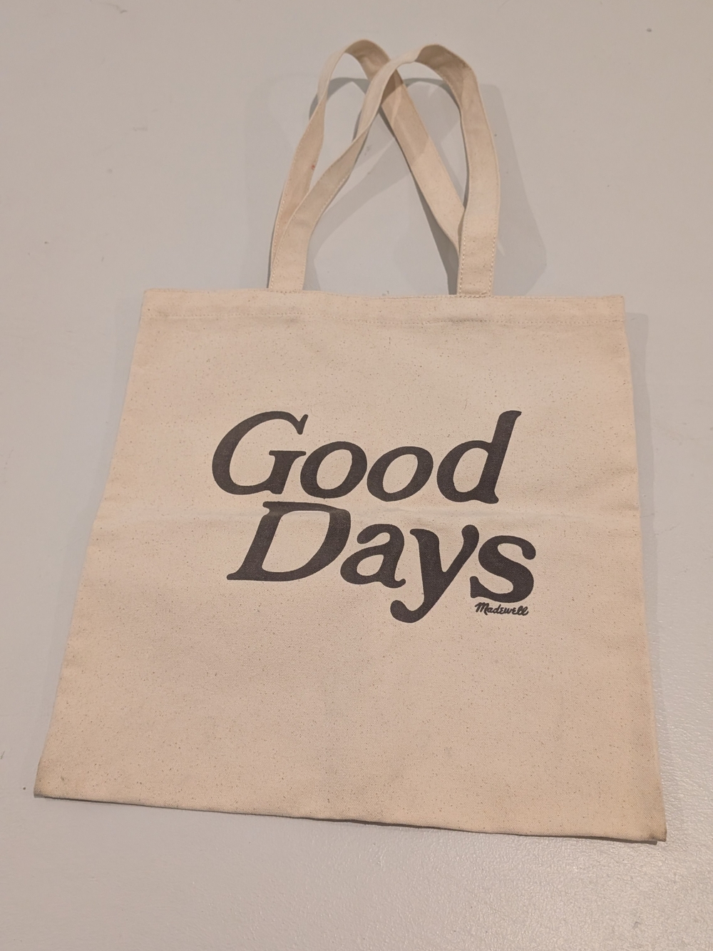 Madewell Cream Canvas Tote with Black "Good Days" Print